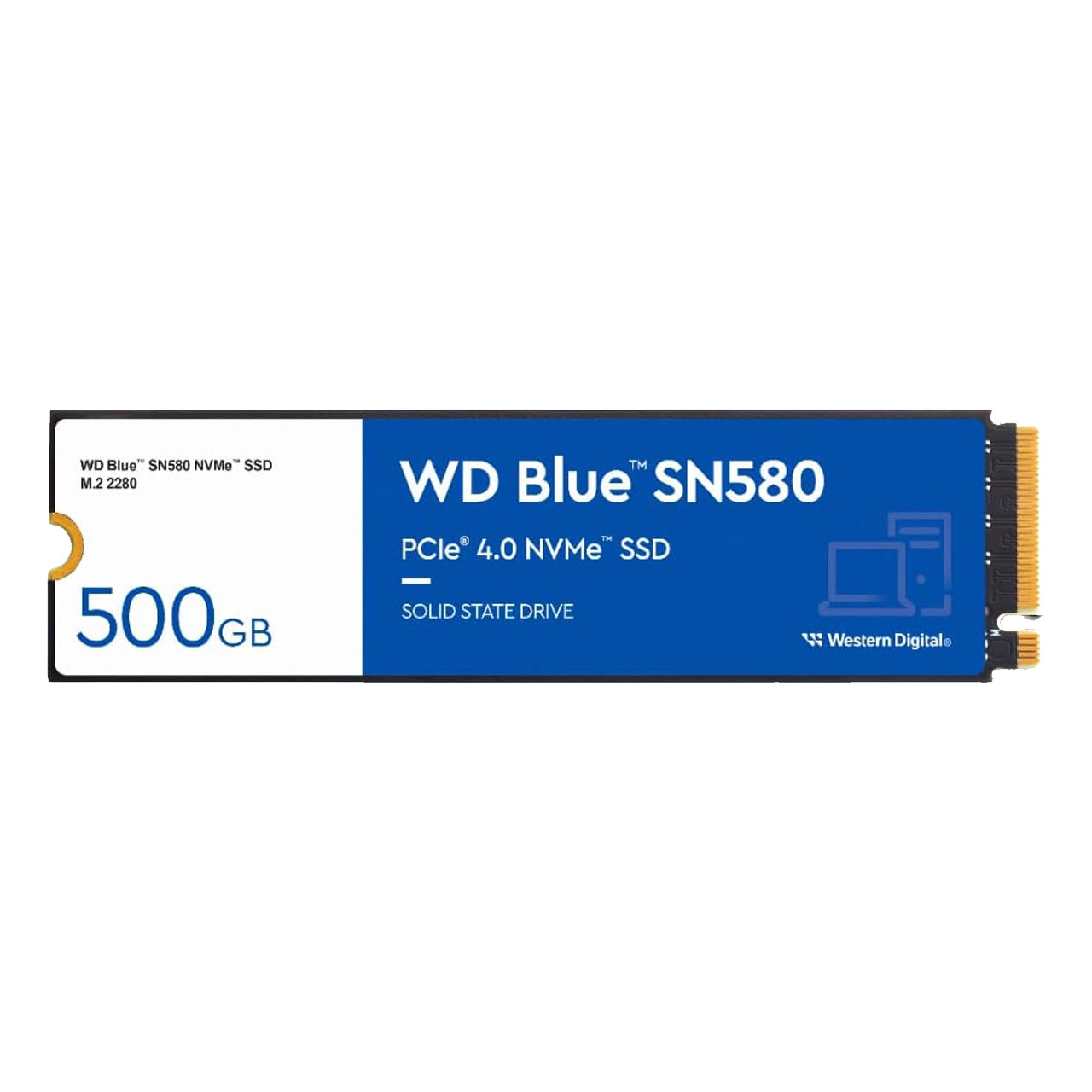 WD 500GB WD Blue SN580 NVMe Internal Solid State Drive SSD - Gen4 x4 PCIe 16Gb/s, M.2 2280, Up to 4,000 MB/s (WDS500G3B0E)