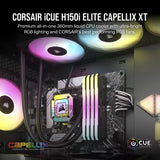Corsair iCUE H150i CAPELLIX XT Liquid CPU Cooler RGB Elite Fans 360mm Intel LGA1700 1200 115X 2066, AMD AM5, AM4 (Black) CW-9060070-WW