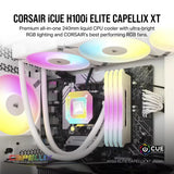 Corsair iCUE H100i Elite CAPELLIX XT Liquid CPU Cooler 240mm Radiator, Intel LGA 1700, 1200, 115X, 2066, AMD AM5, AM4 (White) CW-9060072-WW