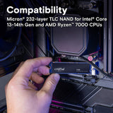 Crucial T705 2TB PCIe Gen5 NVMe M.2 SSD-Up to 14,500 MB/s -Game Ready-Internal Solid State Drive (PC) CT2000T705SSD3