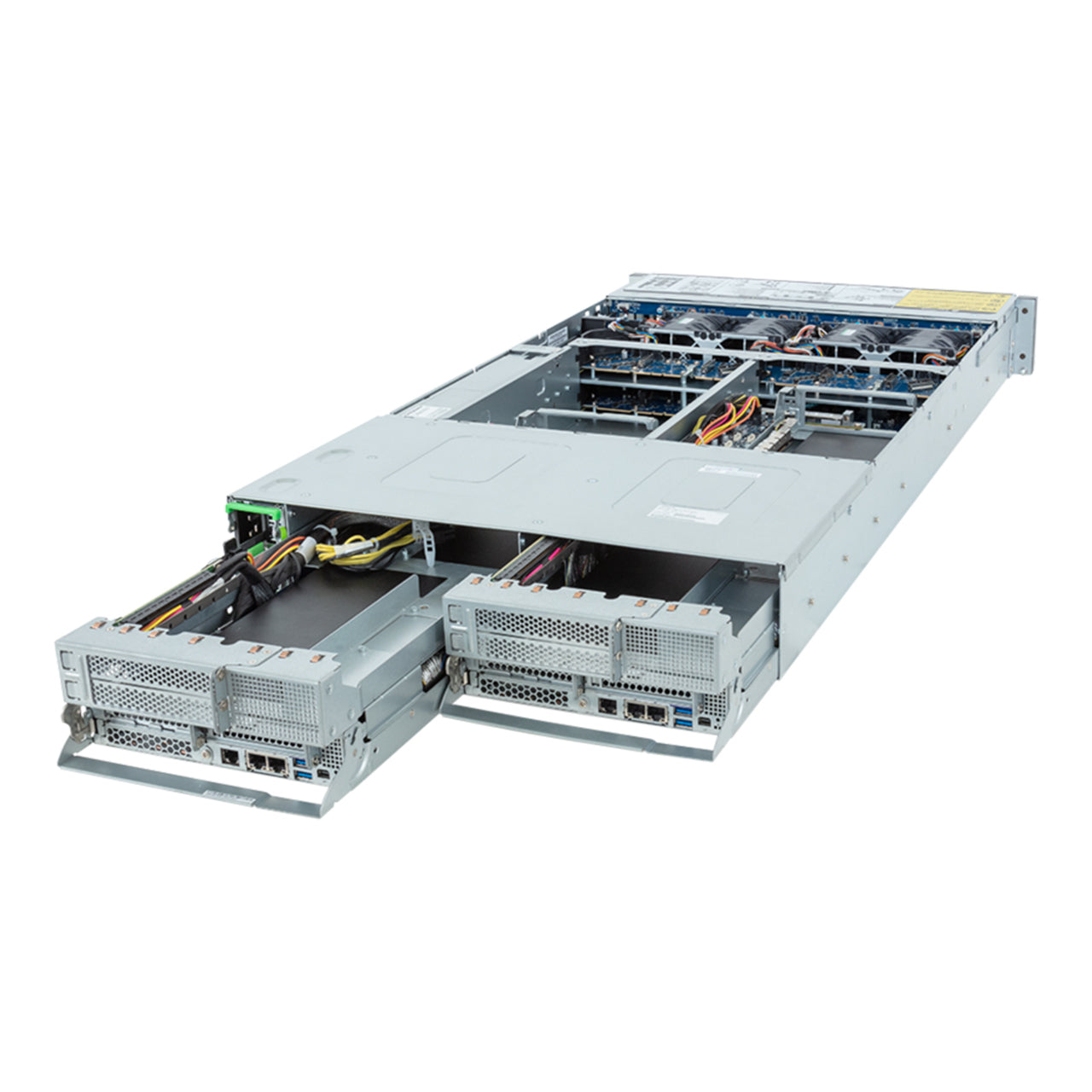 Gigabyte 2U High Density Server Barebone - AMD EPYC 9004, 2-Node Dual CPU, 4x Gen 5 x16 GPU,  4X Gen4 NVMe Bays (H233-Z80-AAW1)