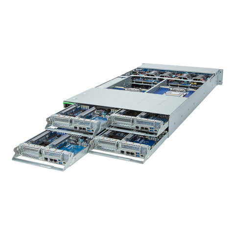 Gigabyte 2U High Density Server Barebone - AMD EPYC 9004, 4-Node Dual CPU, 24x Gen4 NVMe/SATA/SAS Bays (H273-Z80 rev. AAN1)