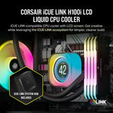 Corsair iCUE Link H100i LCD Liquid CPU Cooler 240mm AIO, QX120 RGB Fans, Fits Intel LGA1700, AMD AM5 (Black) CW-9061007-WW