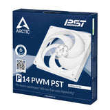 ARCTIC ACFAN00197A P14 PWM PST 140mm PWM PST Case Fan, Pressure-optimised, 200–1700 RPM - White