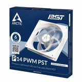 ARCTIC ACFAN00221A P14 PWM PST 140mm PWM PST Case Fan, Pressure-optimised, 200–1700 RPM - White/Transparent
