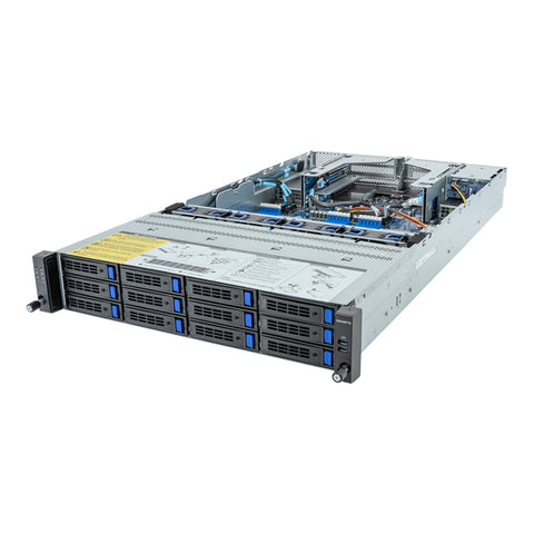 Gigabyte 2U Rack Server Barebone - AMD EPYC 9004, Dual CPU, 3x Gen3 M.2, 24x DIMM Slots, 12+2 SATA/SAS Bays (R283-Z91 rev. AAD2)