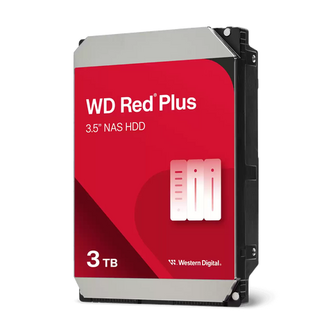 WD WD30EFPX 3TB Red Plus NAS Internal Hard Drive HDD - 5400 RPM, SATA 6 Gb/s, CMR, 64 MB Cache, 3.5"