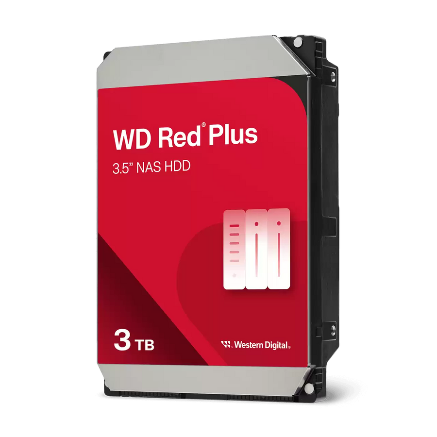 WD WD30EFPX 3TB Red Plus NAS Internal Hard Drive HDD - 5400 RPM, SATA 6 Gb/s, CMR, 64 MB Cache, 3.5"